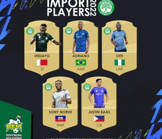 Senarai 5 pemain import Melaka United 2022
